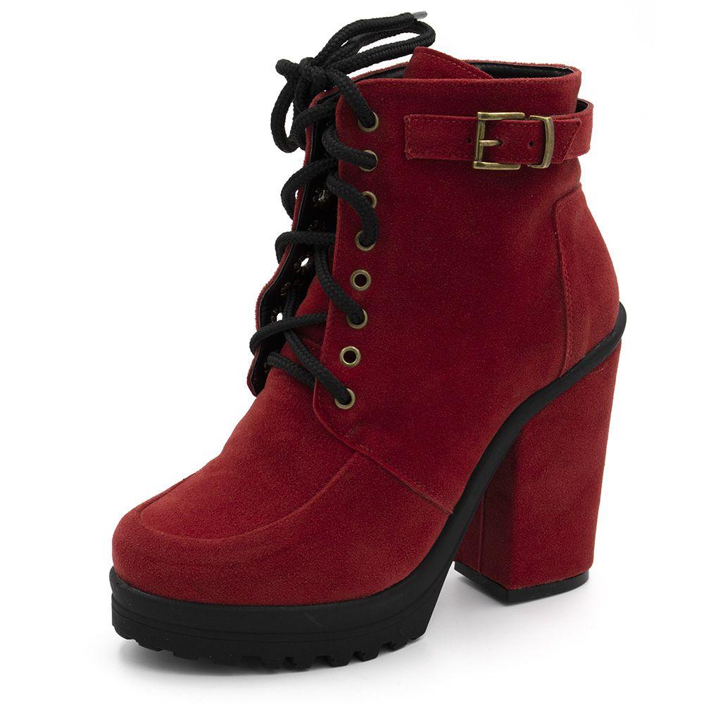 bota cano curto salto grosso vermelha