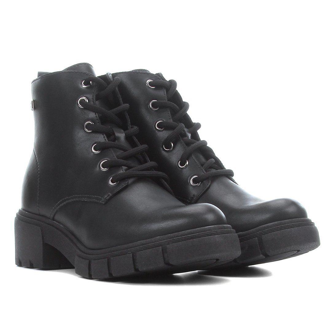 Bota coturno preto ramarim feminino 2111101 - R$ 170.00, cor Preto (cano  curto, tratorada, cano baixo, com cadarço, com salto baixo) #119608, compre  agora | Shafa