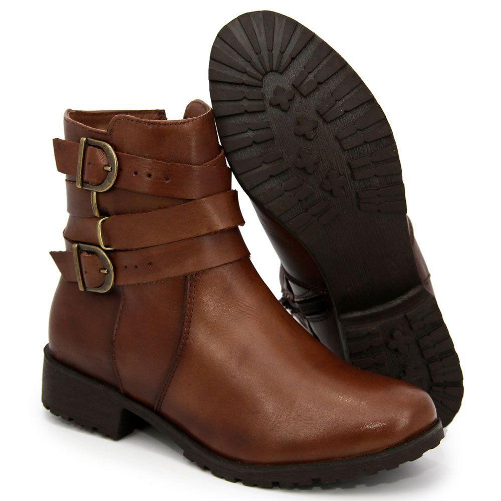 Bota coturno em couro feminina marrom rasteira - TERRA DO SAPATO - Coturno  Feminino - Magazine Luiza