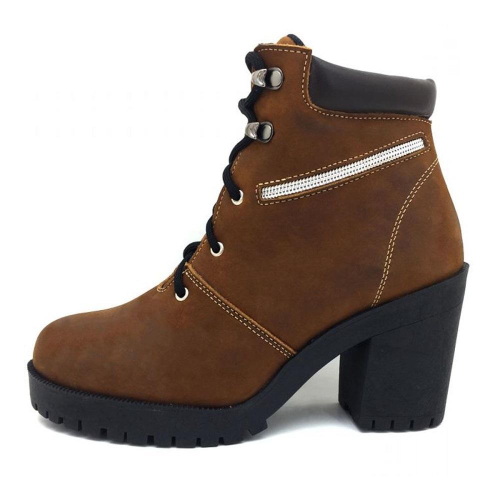 bota feminina coturno couro cano curto salto baixo conforto