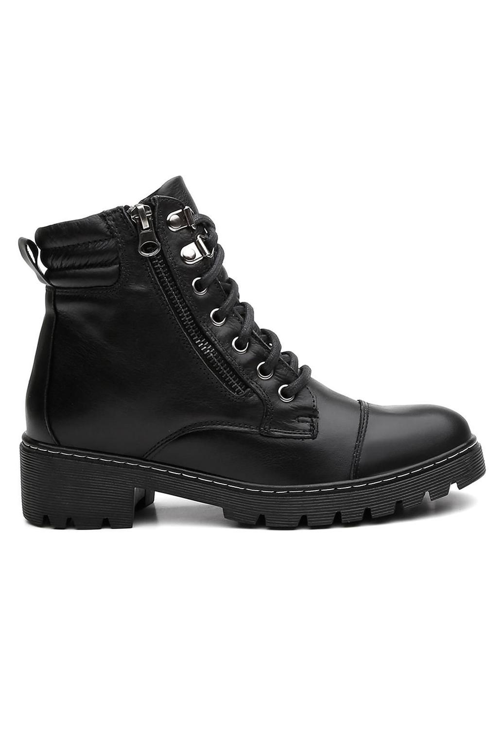 Bota Coturno Feminino Jade Couro Tratorada Ziper Cano Médio - Delik -  Coturno Feminino - Magazine Luiza