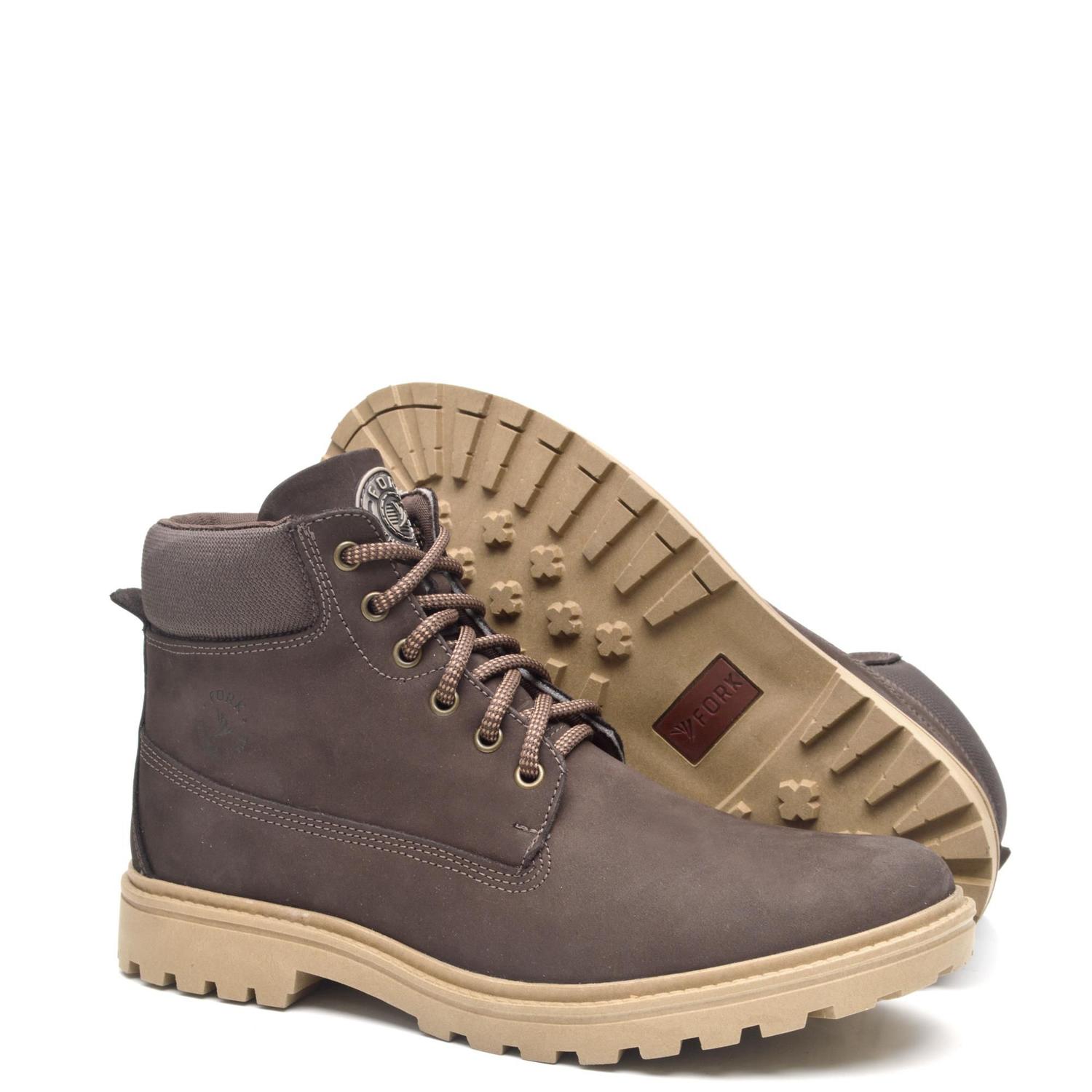 Bota Coturno Masculino em Couro Fork 10004 -2 Café - Coturno Masculino -  Magazine Luiza