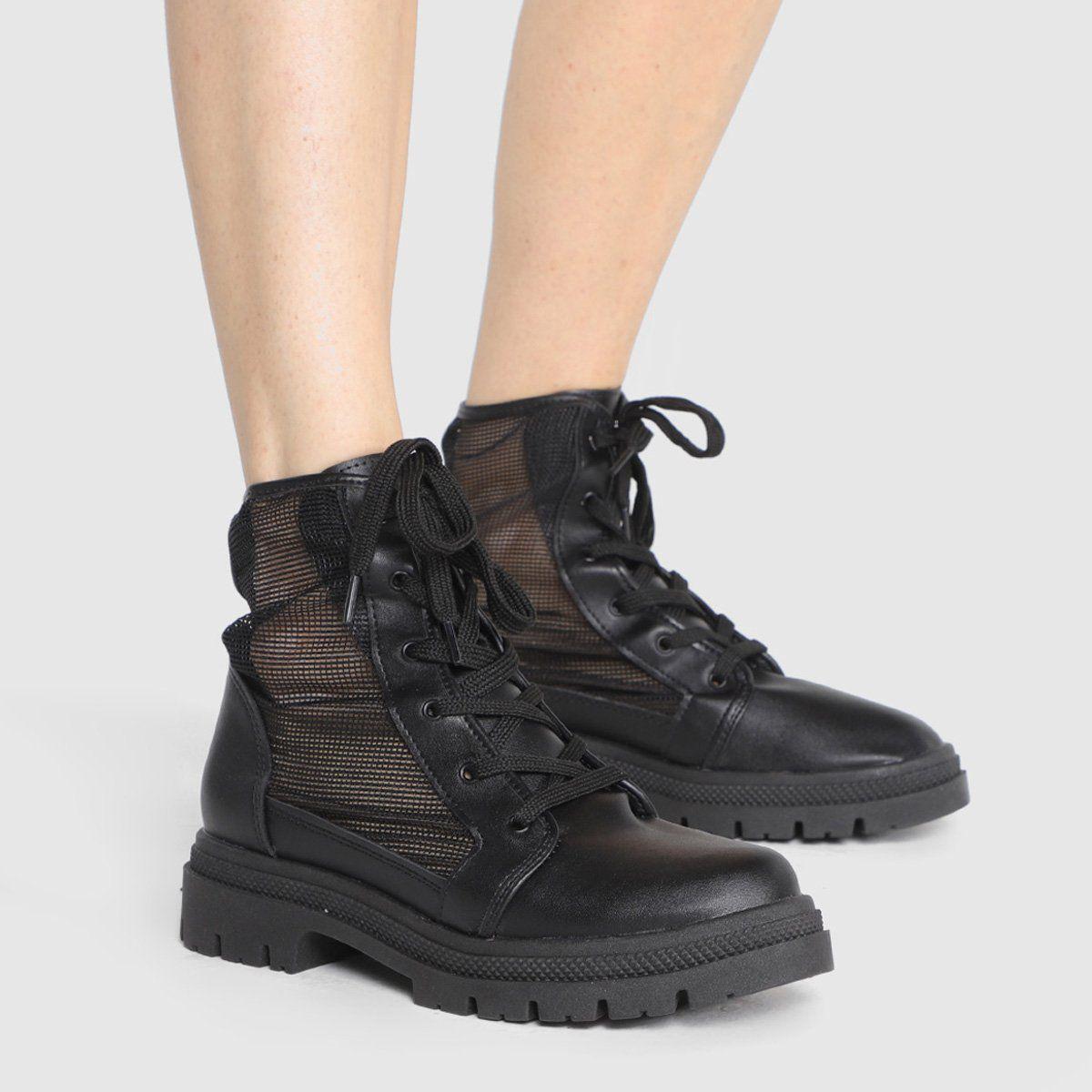 Bota Coturno Moleca Cano Médio Feminina Coturno Feminino