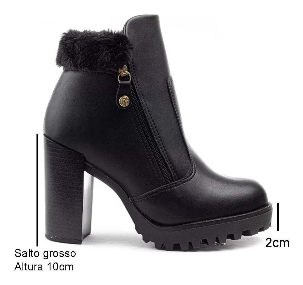 Bota Coturno Moleca Tratorada Salto Alto Grosso Confortável