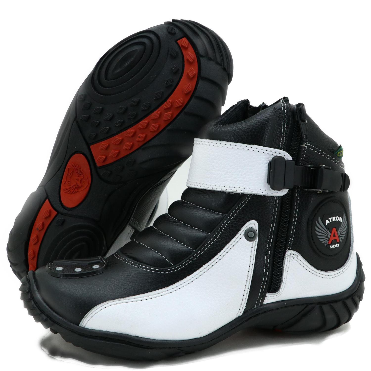Bota Coturno Motociclista Unisex Atron Shoes Preto Branco Tamanhos  Especiais 33 A 46 - Top Franca Shoes - Botas para Moto - Magazine Luiza