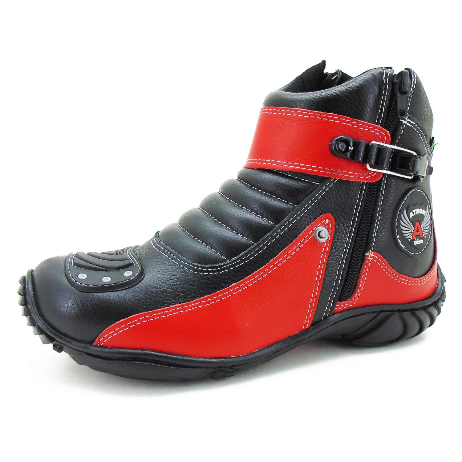 Bota Coturno Motociclista Unisex Atron Shoes Preto Vermelho Tamanhos  Especiais 33 A 46 - Botas para Moto - Magazine Luiza