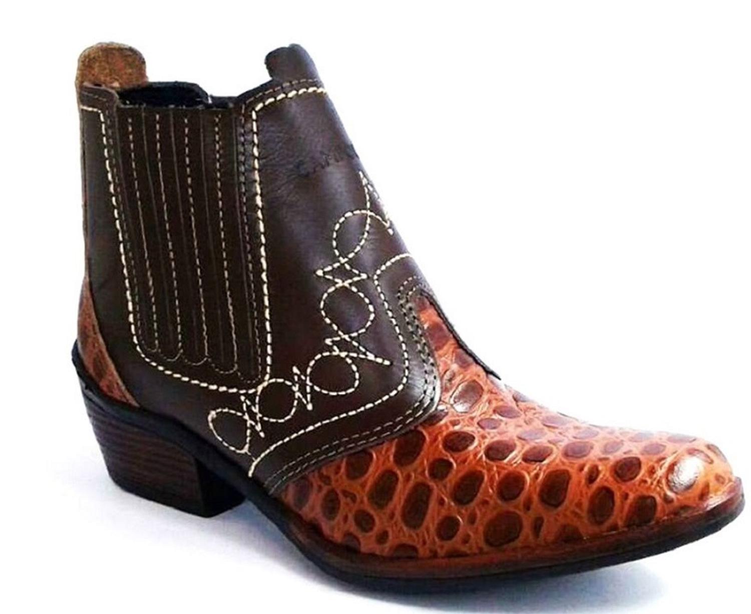 Bota country botina duas cores em couro solado em borracha salto carrapeta  cano medio numero 36 - Campolina - Bota Masculina - Magazine Luiza