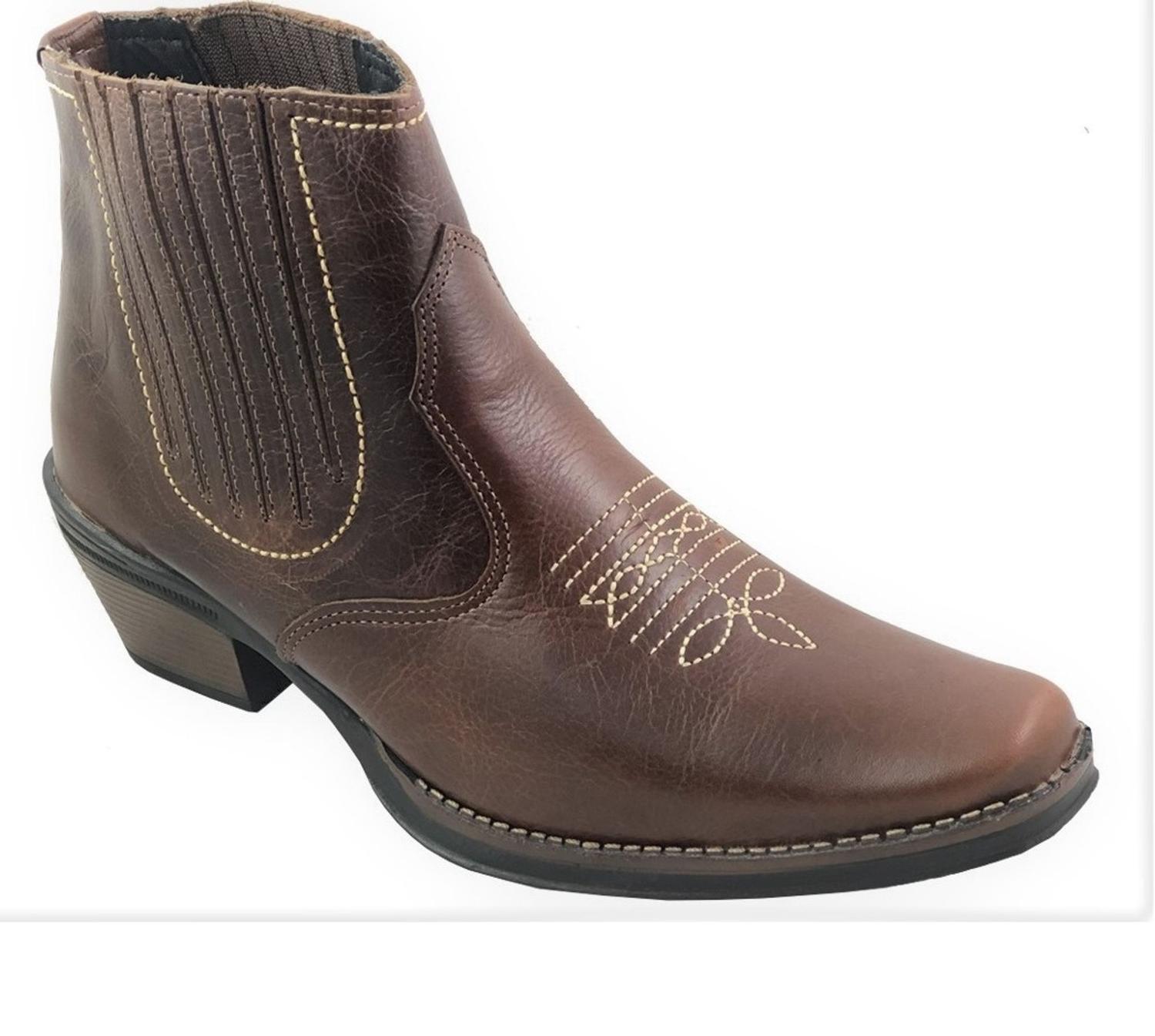 bota country botina em couro botinha estilo sertanejo peao de boiadeiro cavalgada rodeio numero 42 - Campolina - Outros Moda e Acessórios - Magazine Luiza