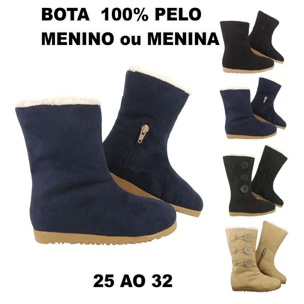 Bota de Pelo Infantil Menino ou Menina 100% Forrada Inverno Lã Neve MG860 -  LB - Bota Infantil - Magazine Luiza