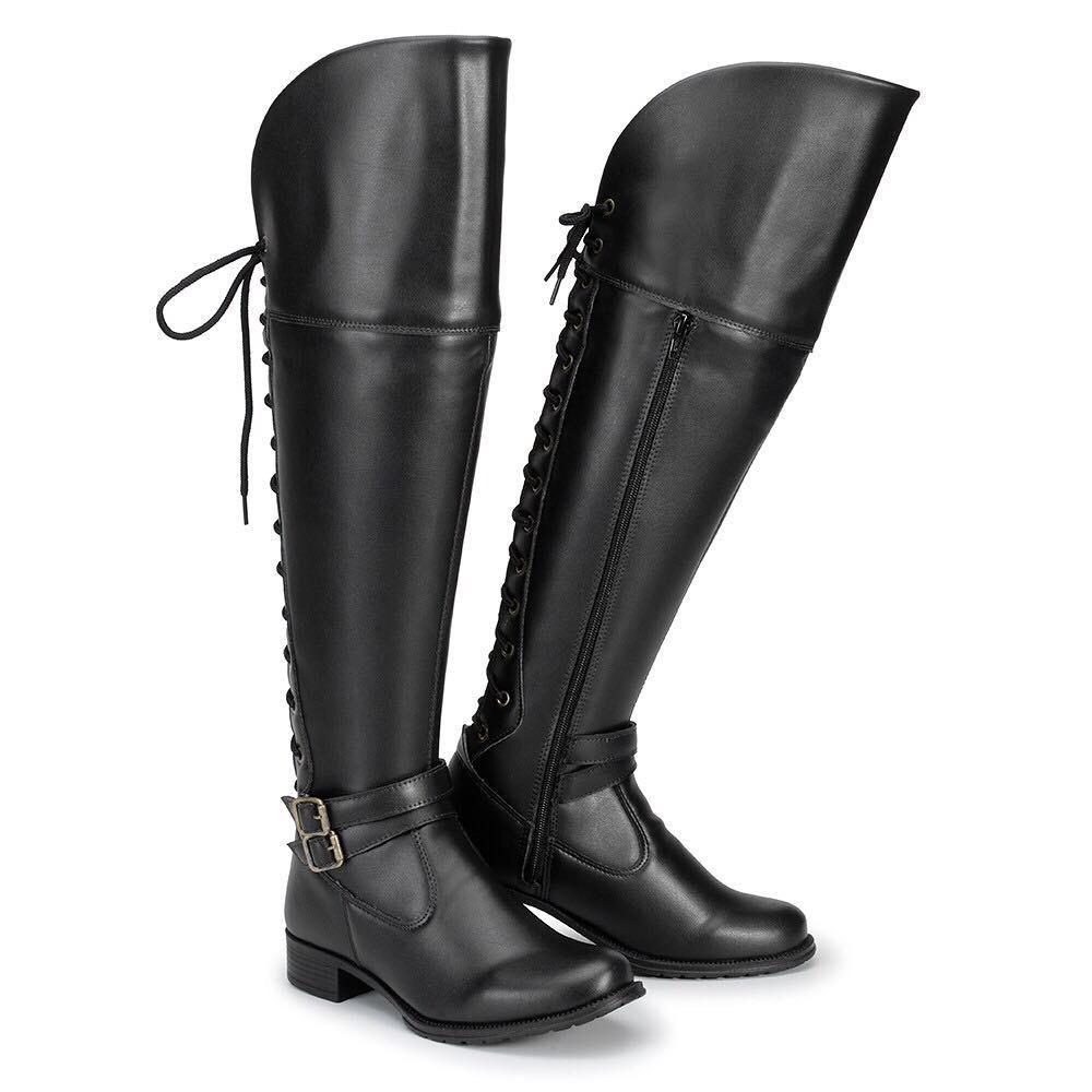 Bota feminina Cano Alto Over the knee preta - Woller - Bota Feminina - Magazine Luiza