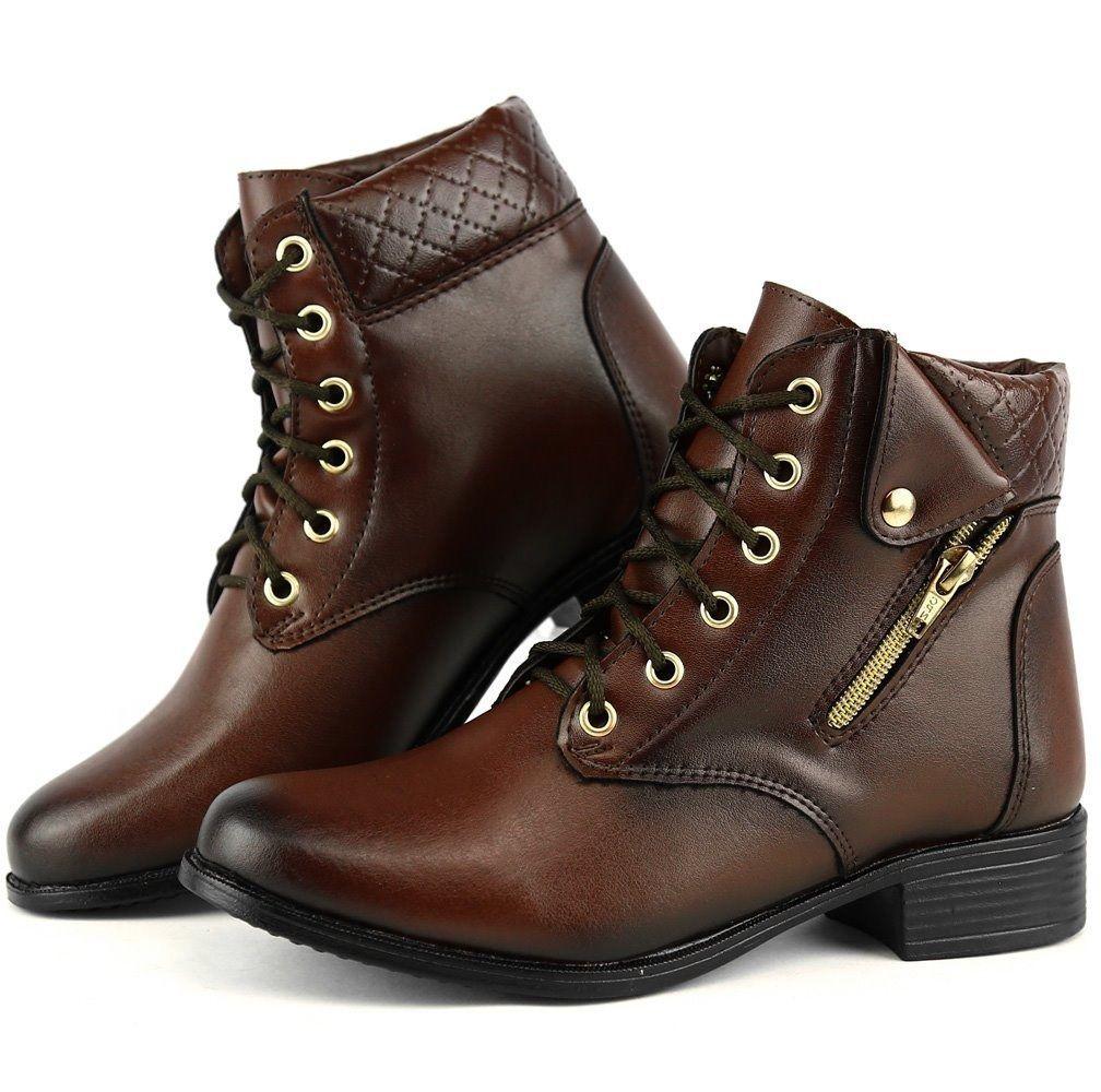 botas de cadarço feminina cano curto
