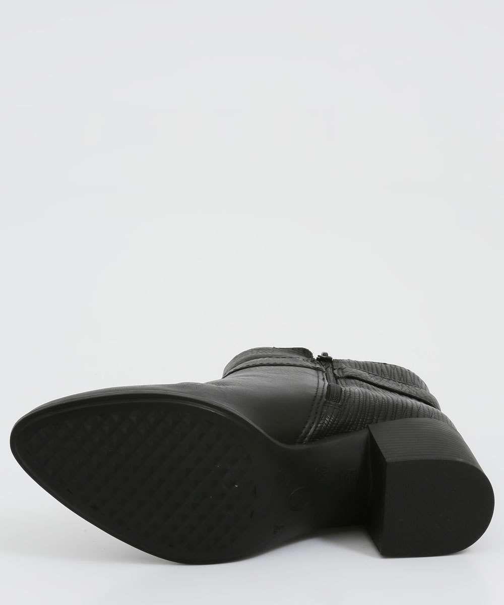 Bota Couro Bottero Cano Curto Salto Bloco Fivela Feminina - Vinho | Zattini