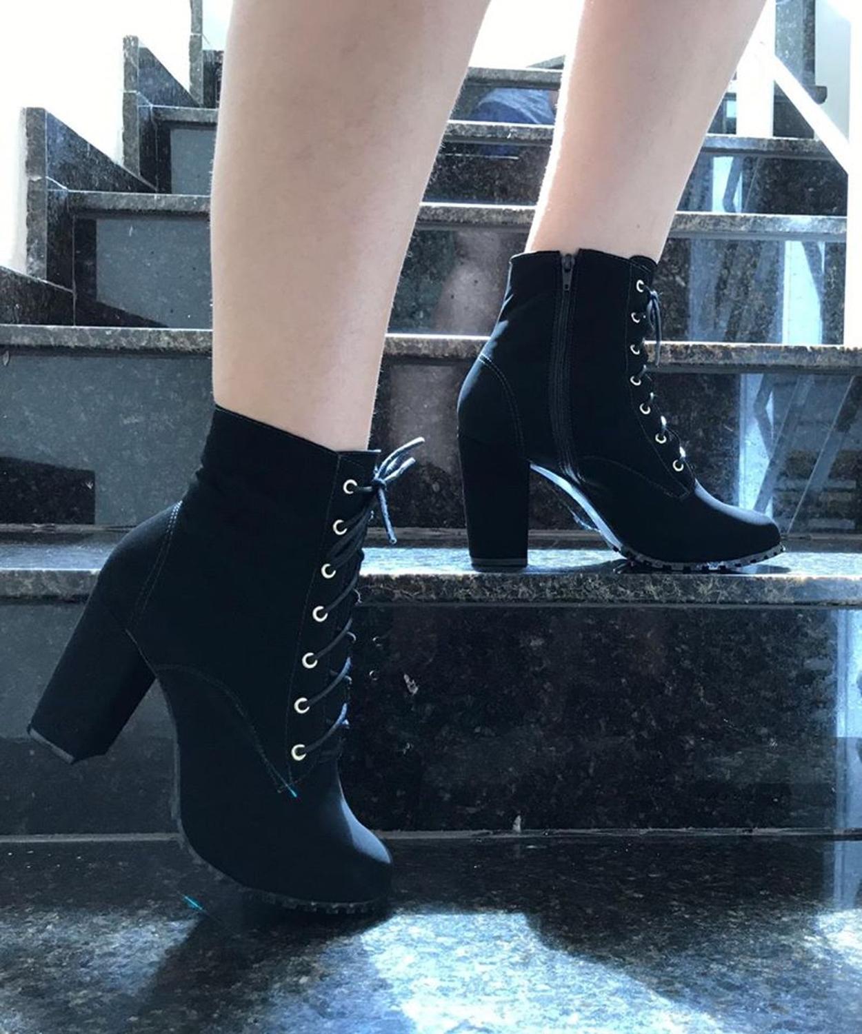 bota nobuck feminina salto