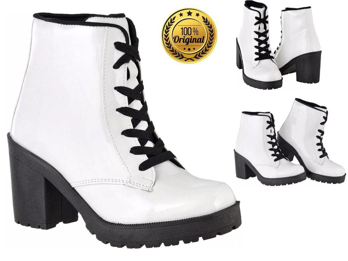 Bota Branca Coturno Branco Salto Salto Numero 33 Bota Feminina