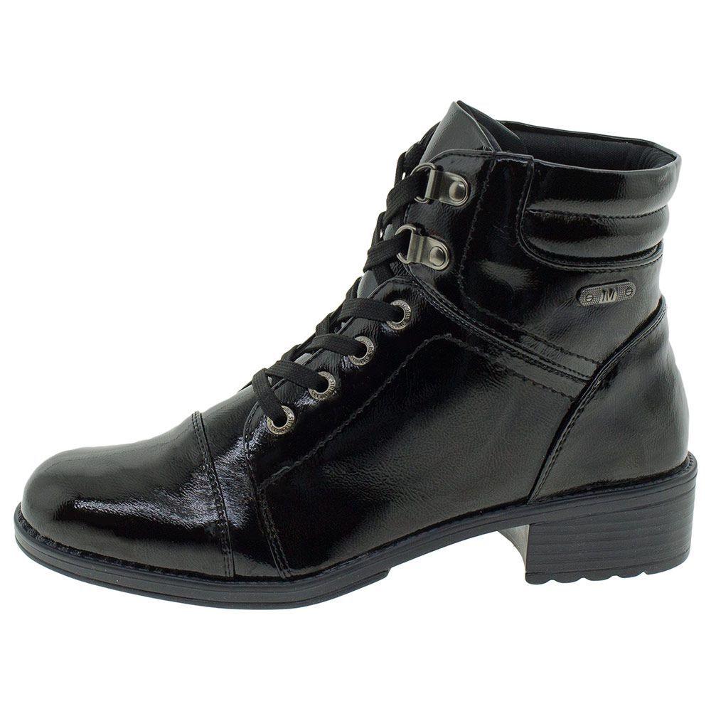 bota coturno mooncity verniz preta