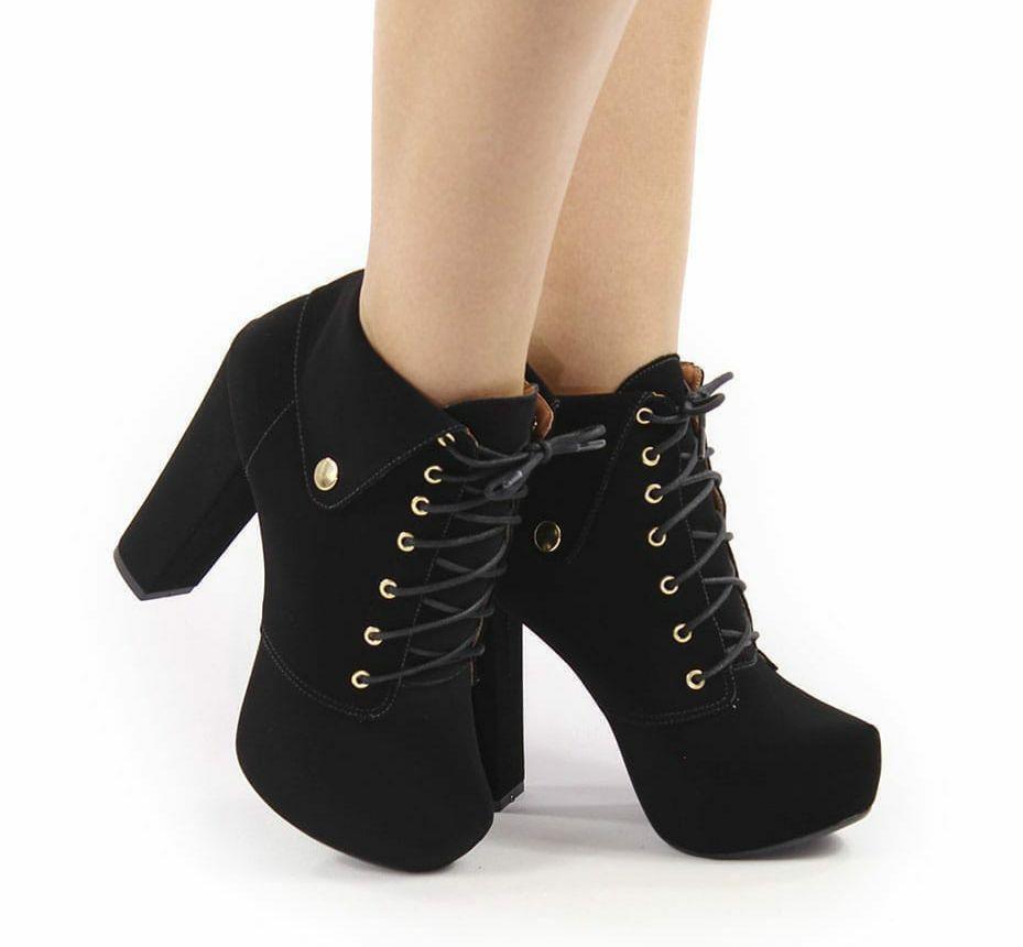 Bota feminina salto grosso - compre online, ótimos preços | Shafa