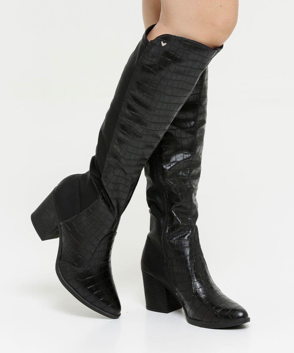Bota Feminina Over The Knee Textura Croco Mississipi - Bota Feminina -  Magazine Luiza