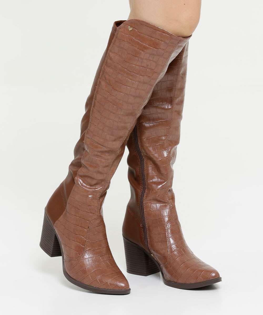 Bota Feminina Cano Alto Textura Croco Mississipi em Promoção | Ofertas na  Americanas