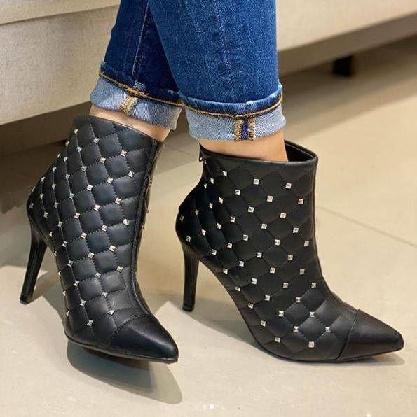 bota feminina salto fino cano curto