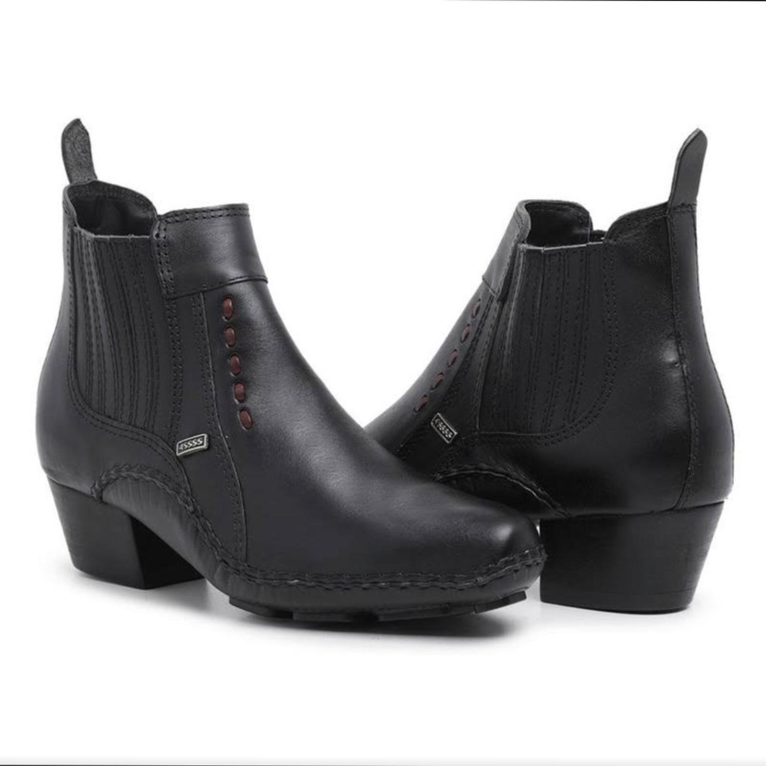 Bota masculina 4SSSS Preta Salto de madeira costura manual - Bota Masculina  - Magazine Luiza