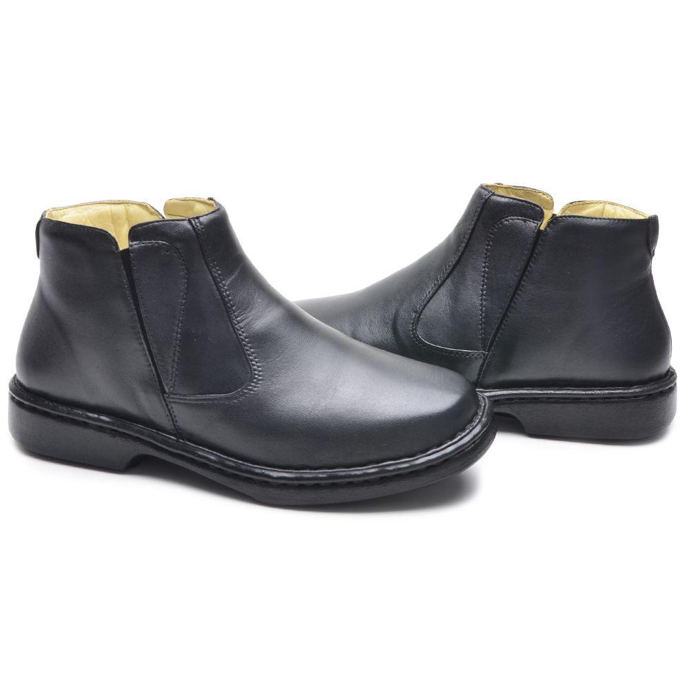 bota confortável masculina antistress couro preto