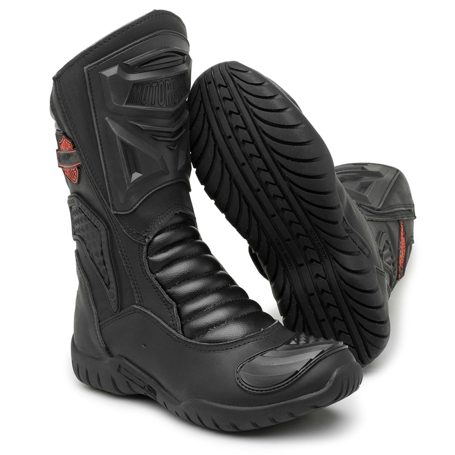 bota de couro motoqueiro