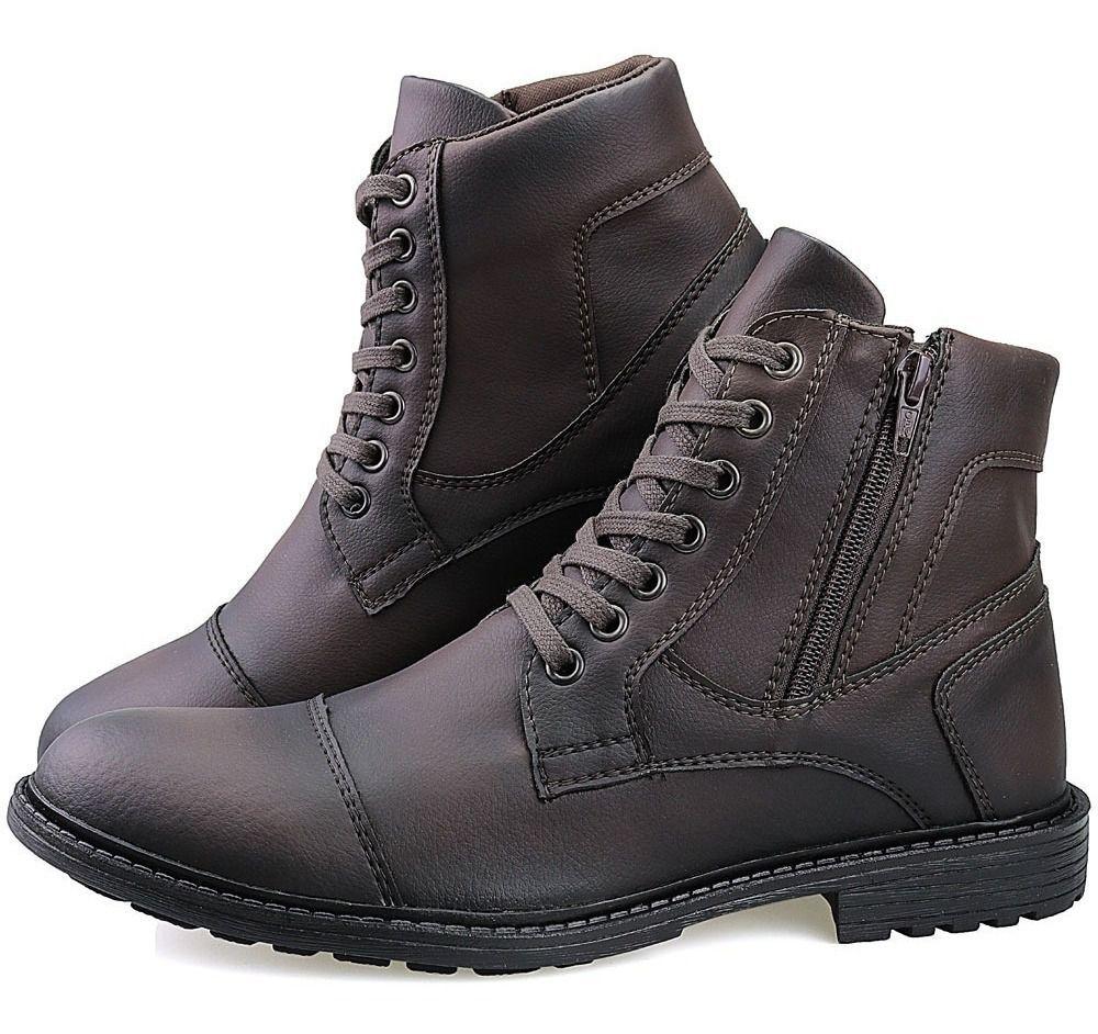 Bota Masculina Sapato Coturno Casual Super Leve C/ziper Marrom - WS3 -  Calçados Masculinos - Magazine Luiza