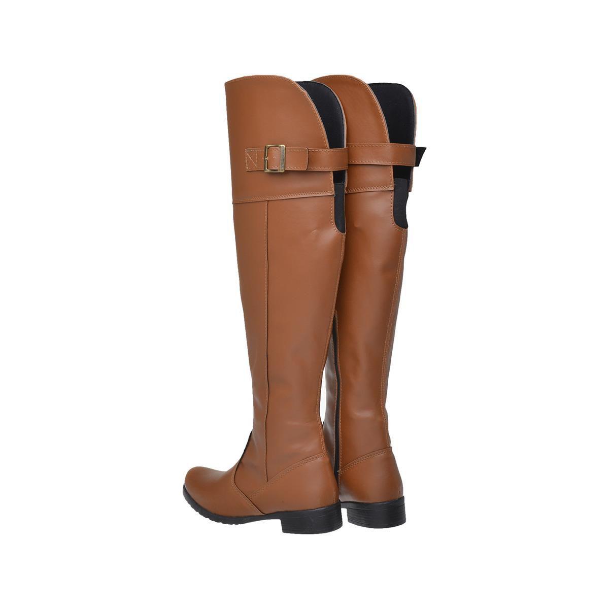 Bota Montaria Cano Longo Fechamento em Zíper Ajustável Detalhes Fivela Khaata Feminino - Bota Feminina - Magazine Luiza