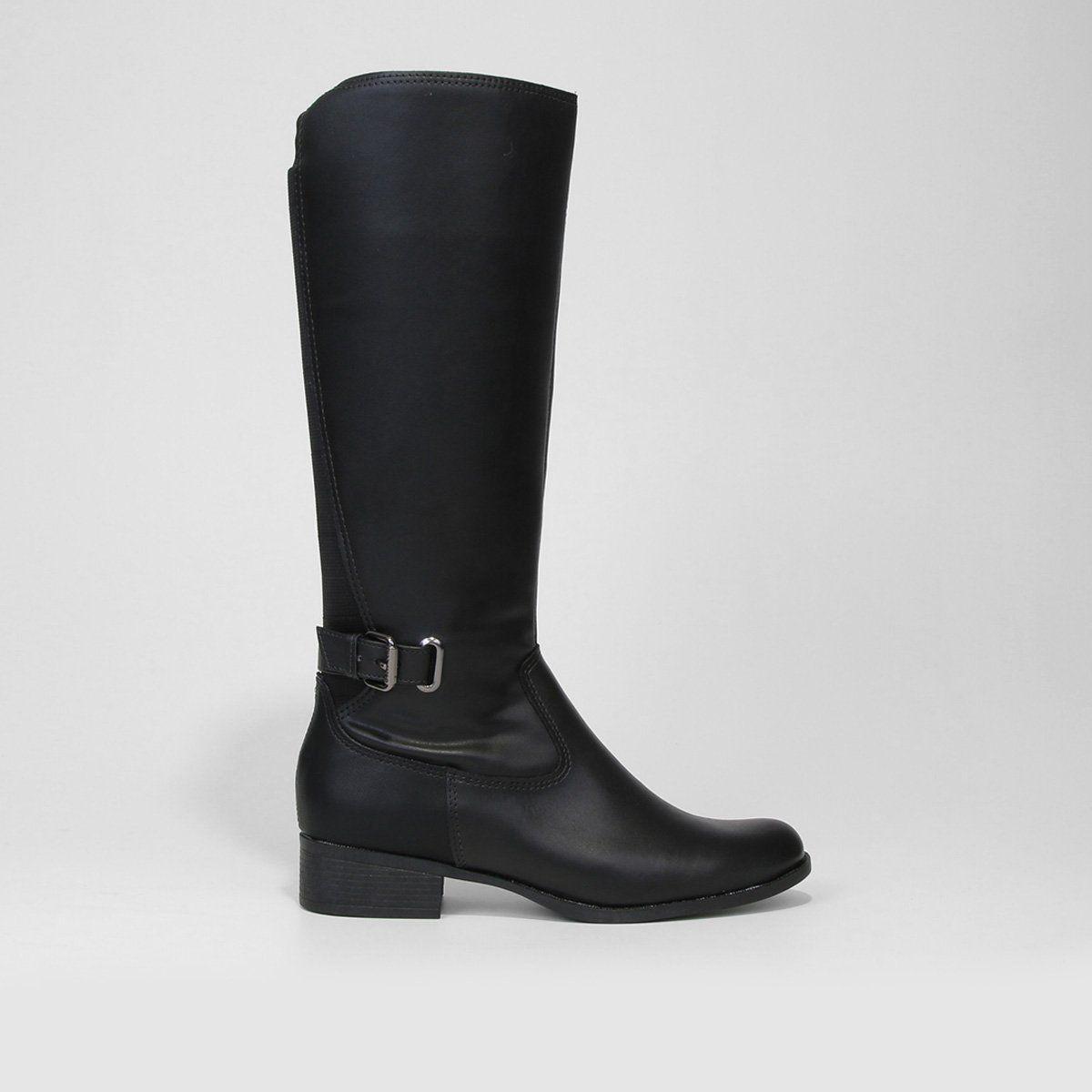 Cano Alto Bota Montaria Via Uno Fivela Preta Bota Over The Knee