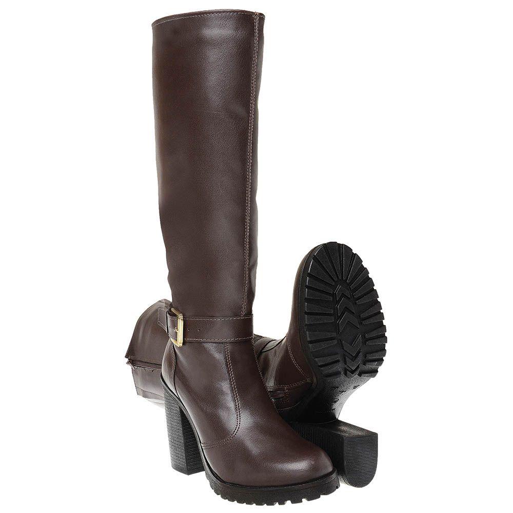 bota montaria feminina cano longo com fivela khaata
