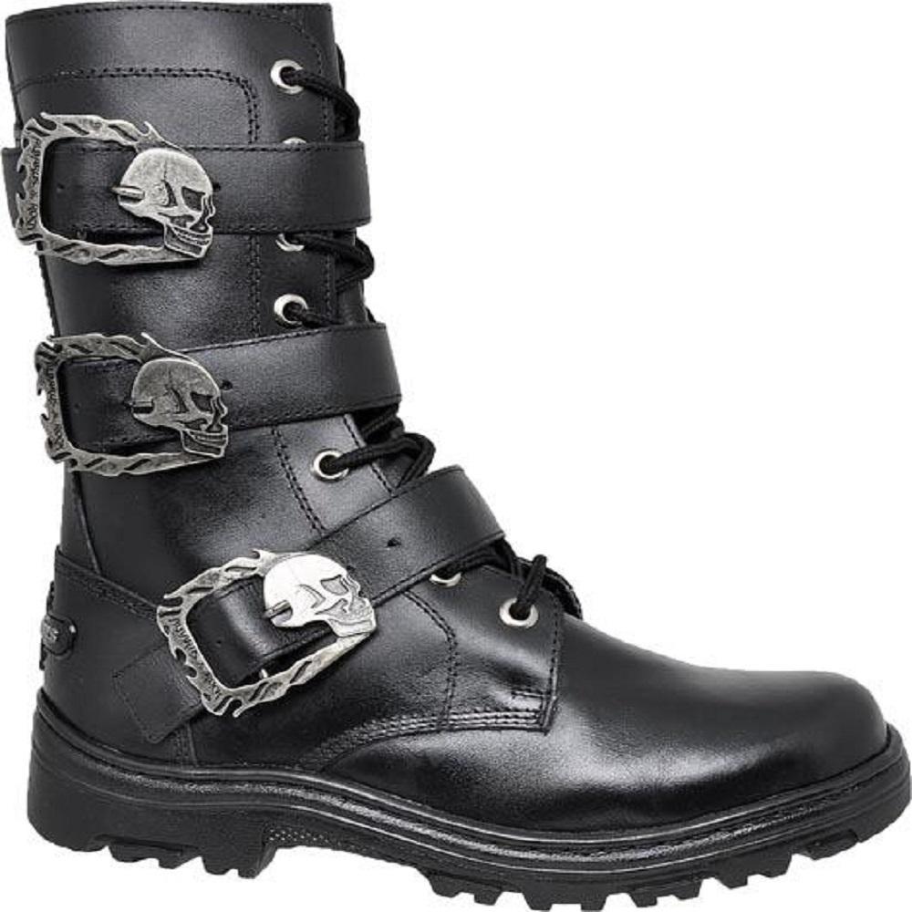 bota de couro motoqueiro