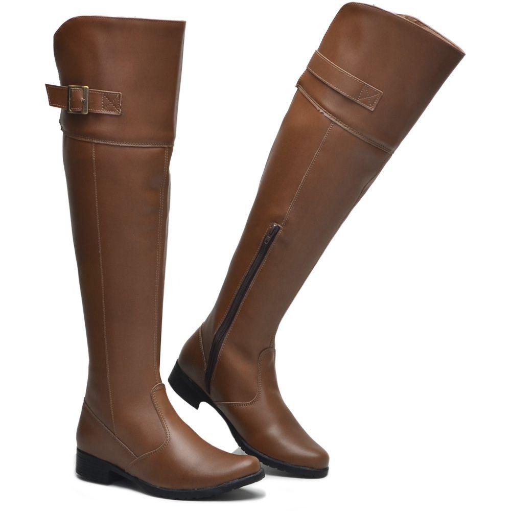 bota cano longo caramelo