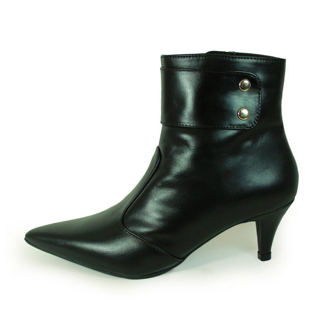 Bota Salto Baixo Fino Cano Curto Bico Fino Luiza Sobreira Preto Mod. 4095 -  Bota Feminina - Magazine Luiza