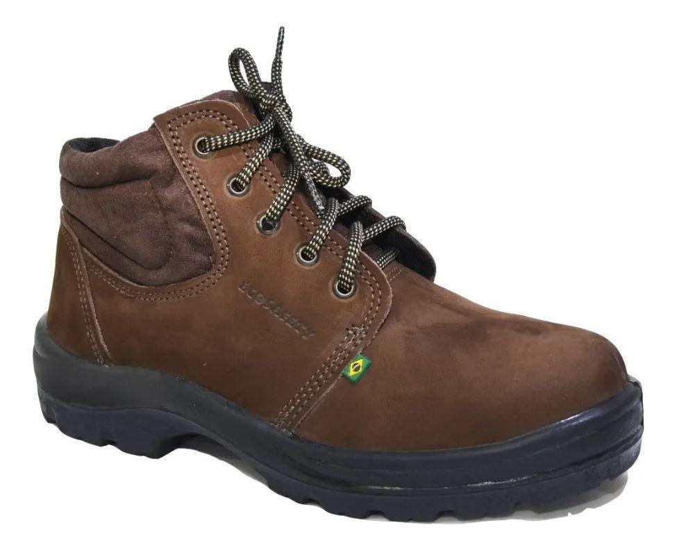 Botina Segurança Bico PVC Nobuck Café Marrom Ecosafety 35/36/37/38/39/40 - Bota de Segurança - Magazine Luiza