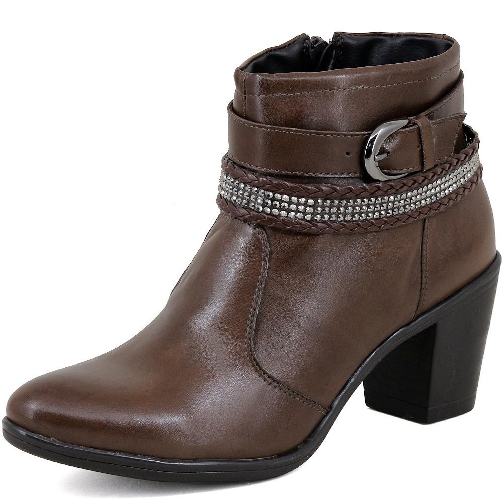 botinha cano curto couro