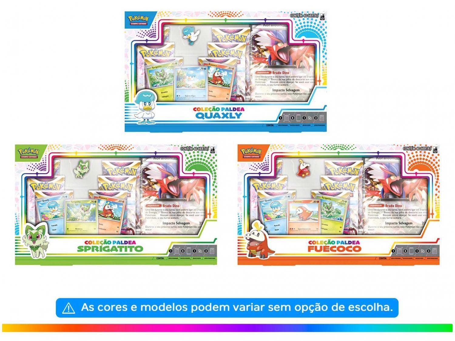 Box Pokémon Coleção Paldea Miraidon Ex 40 Cartas Sprigatito - Verde