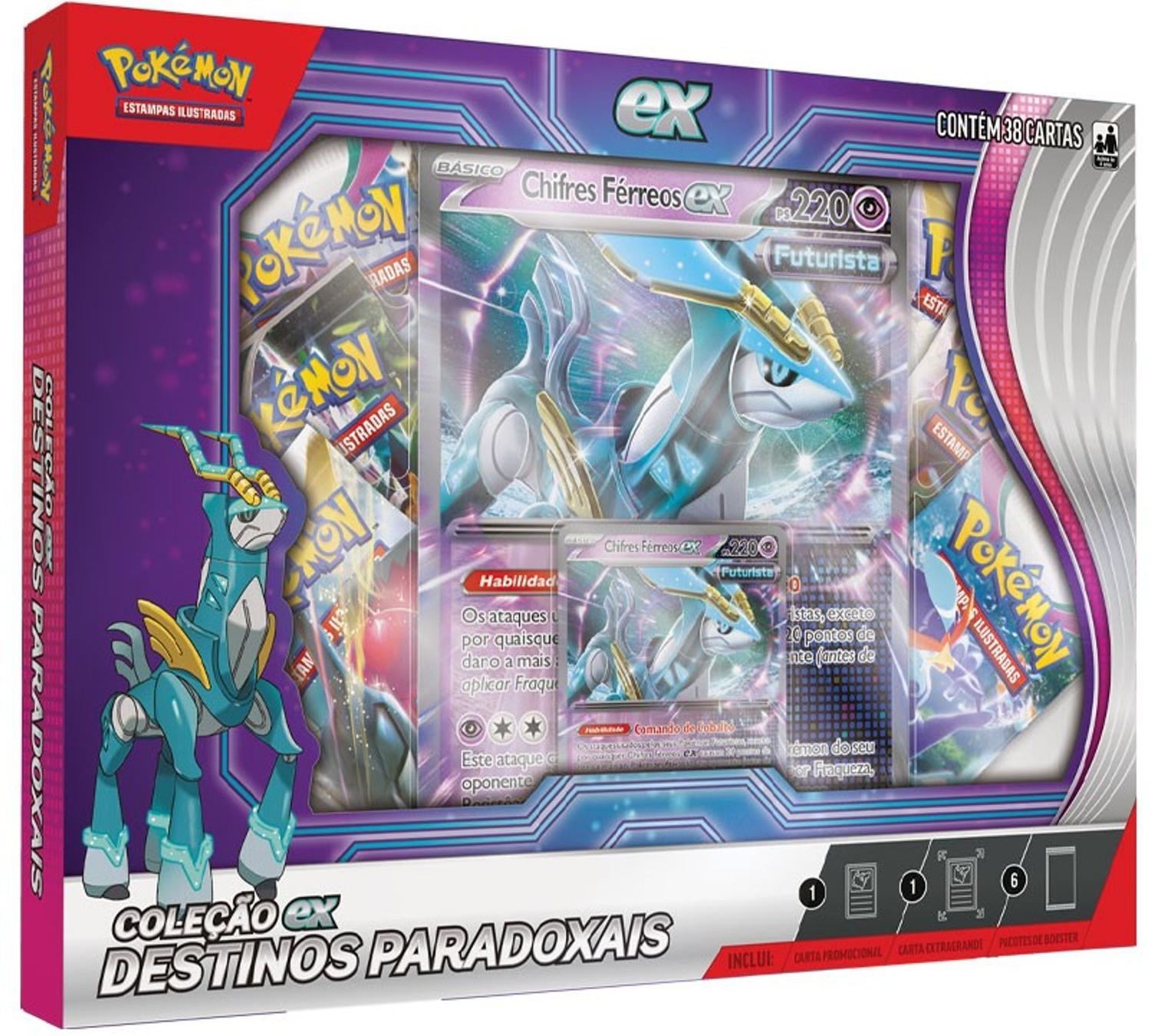 Box Pokémon Coleção Destinos Paradoxais Chifres Férreos EX