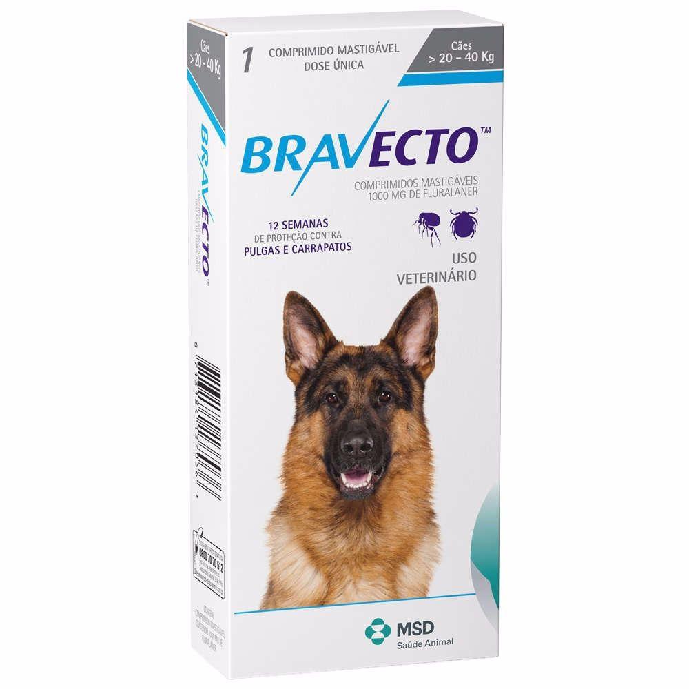 Bravecto Para Cães De 20 A 40kg - comprimido para carrapato