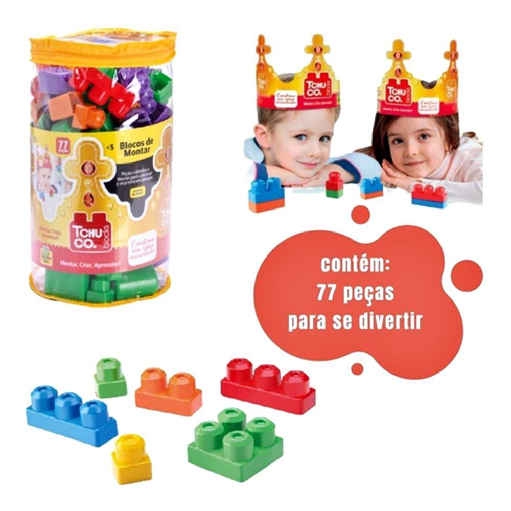 Blocos de Montar Brinquedo Educativo Infantil Balde 98 Peças