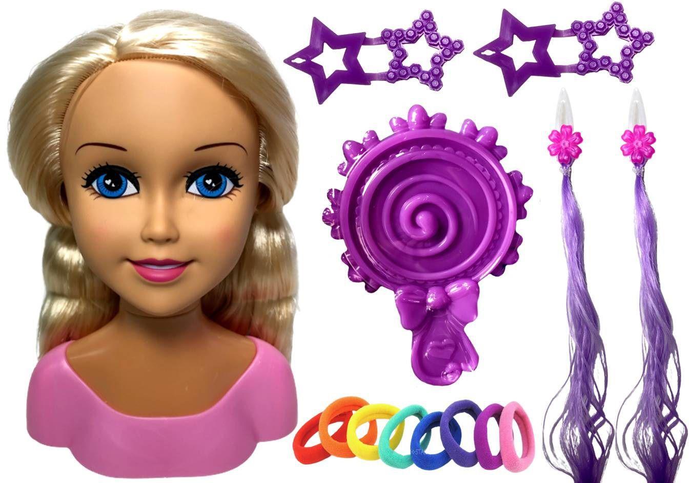 Cabeca busto boneca barbie cabelos pentear acessorios pupee