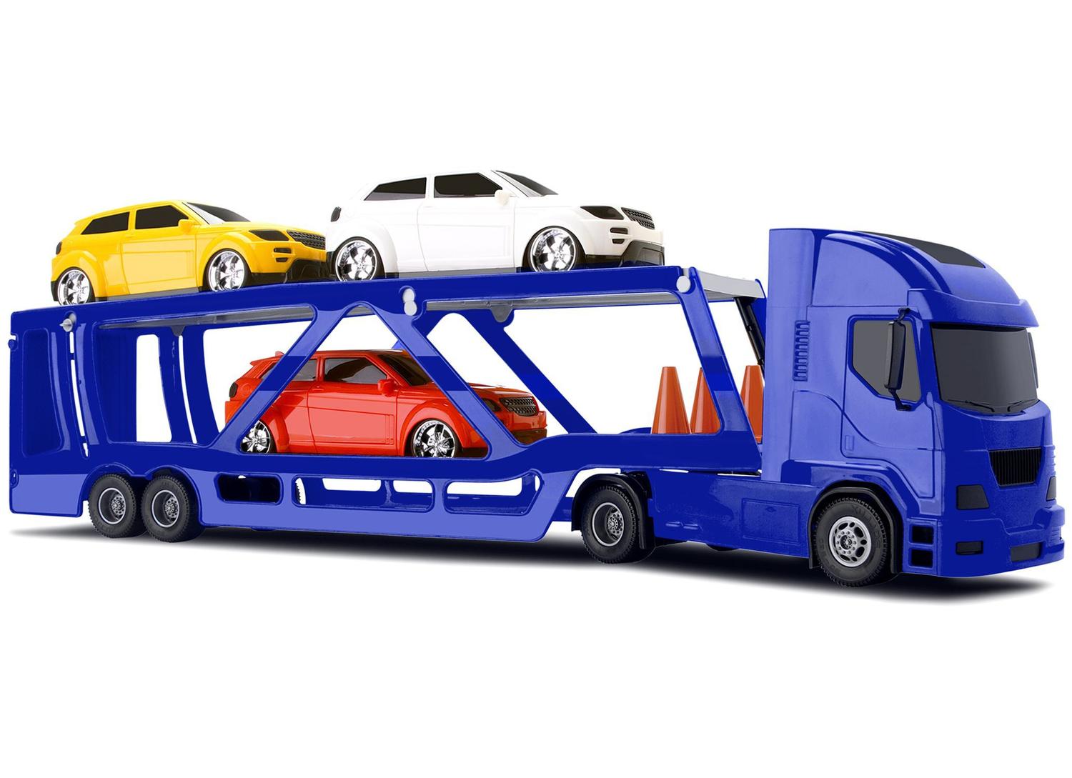 Caminhão Brinquedo Realista Carreta +2 Carros Lindo Presente