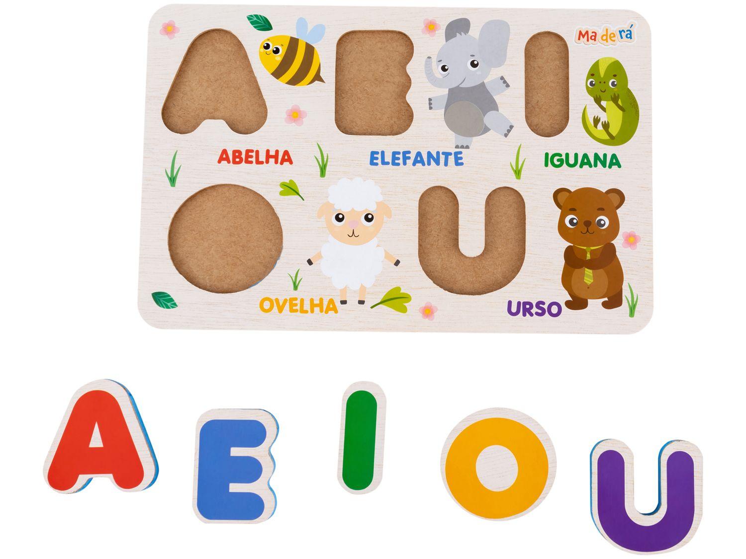 Brinquedo de Encaixar Maderá Encaixando Vogais