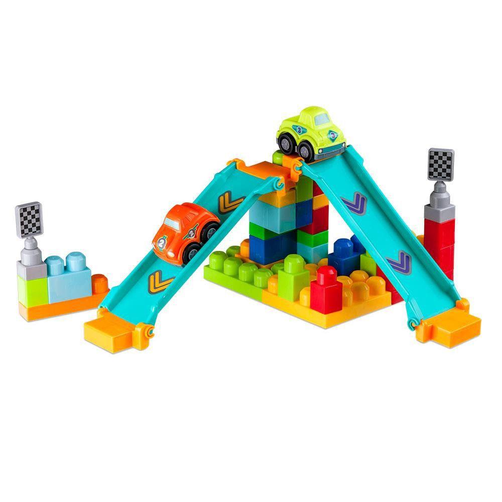 Brinquedo de Montar Cubic Blocos Pista Com 2 Carros 40 Peças - Br1394 ...