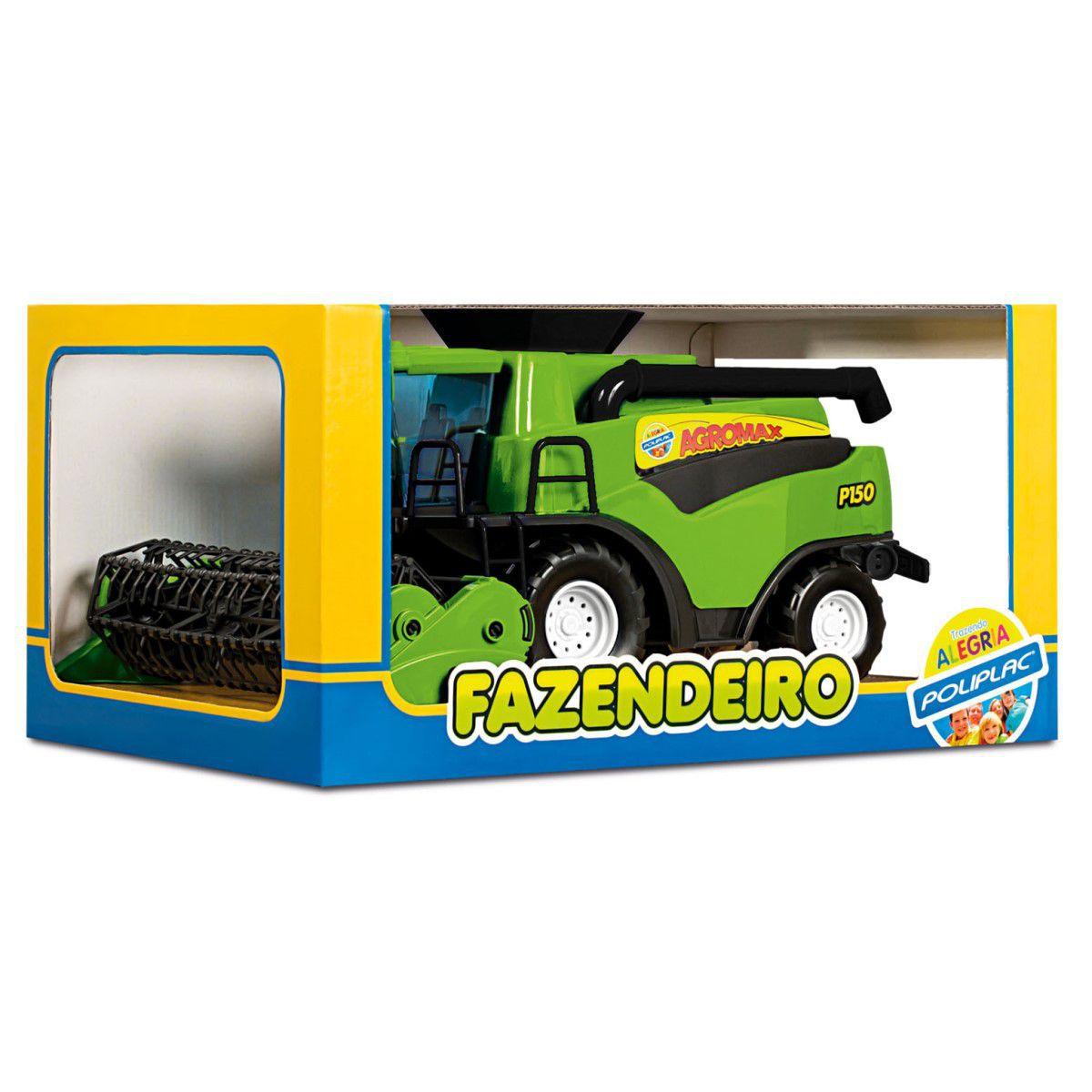 Brinquedo Infantil Trator Colheitadeira Fazendeiro Poliplac - Trator de ...