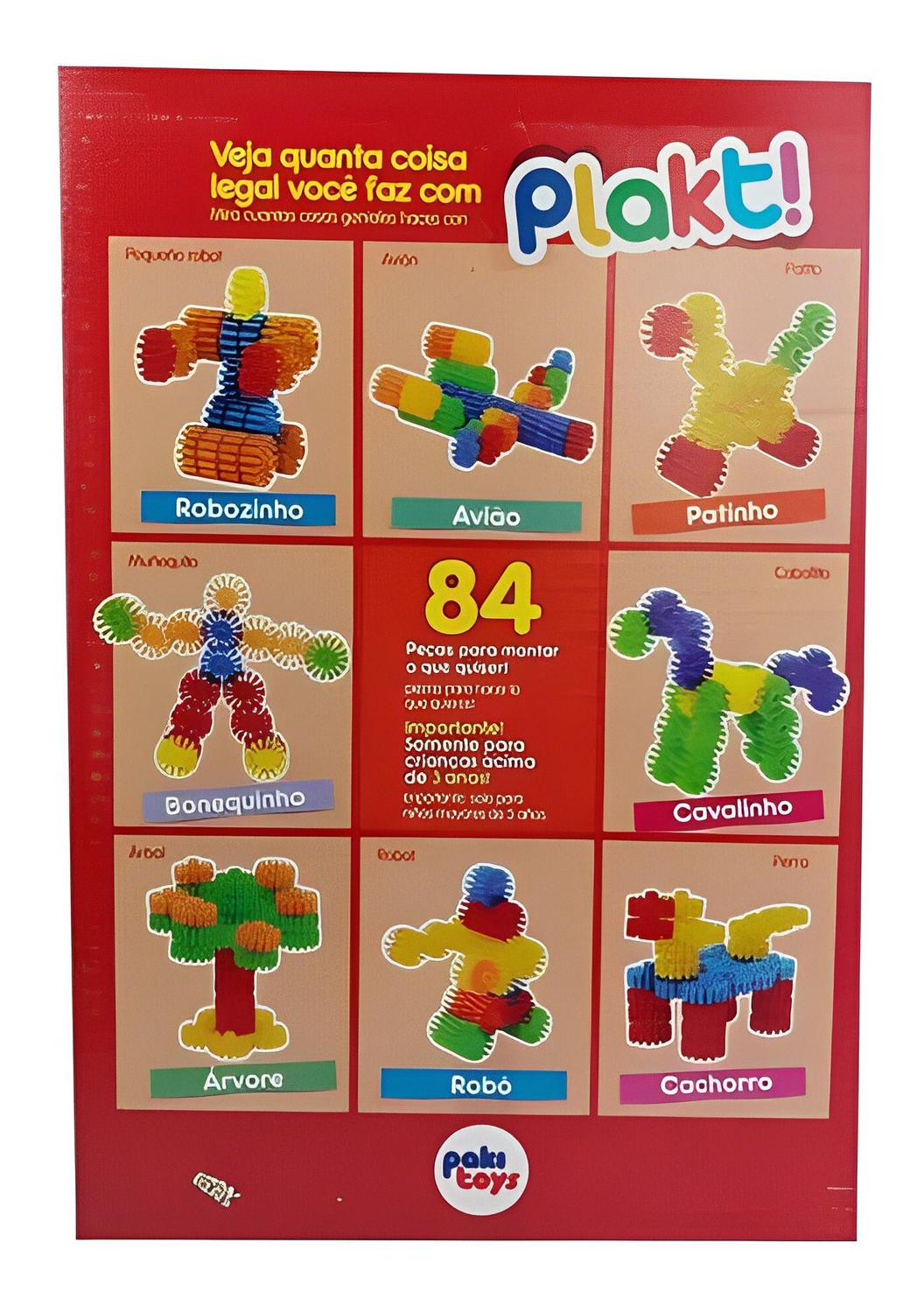 Jogo Plakt Engrenagens Coloridas 84 Peças De Montar Pakitoys - R$ 31,9