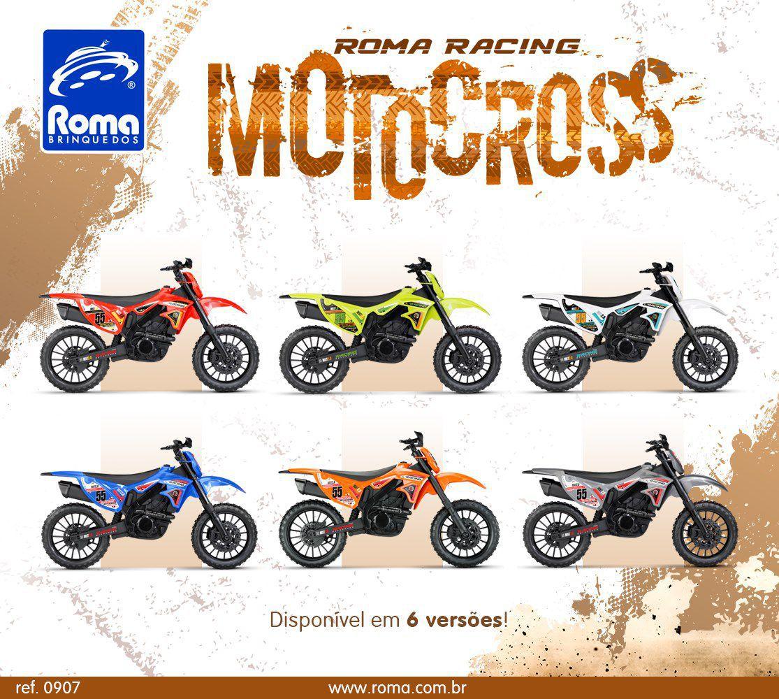 Roma brinquedo moto cross trilha racing 34 cm com pneus borracha