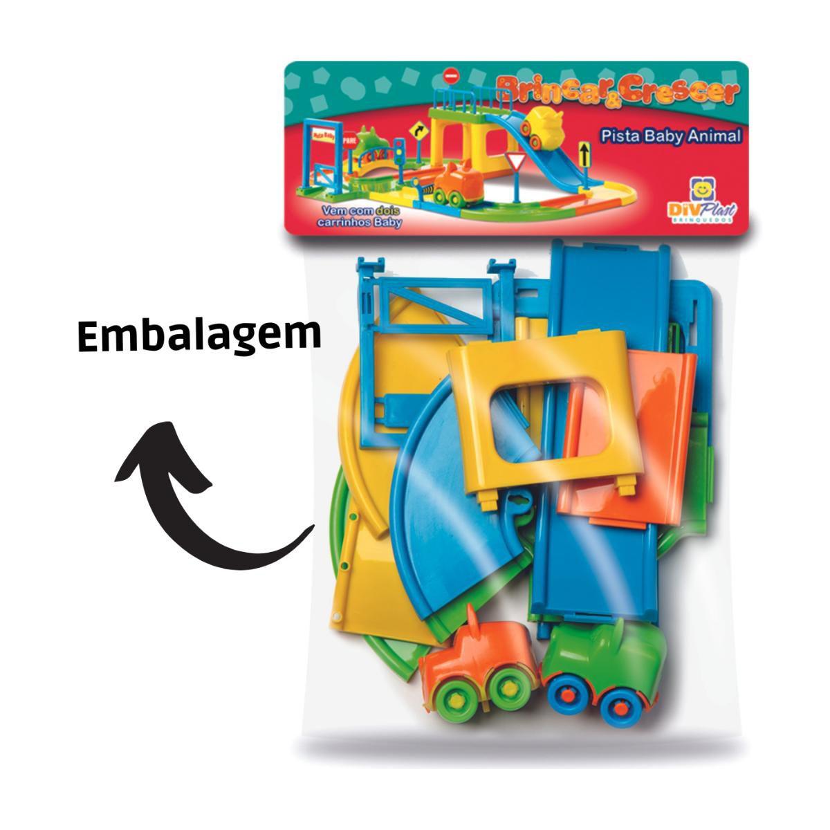 Pista Baby Animal com 2 Carrinhos - Brincar & Crescer - DIVPLAST - Lojas Rao