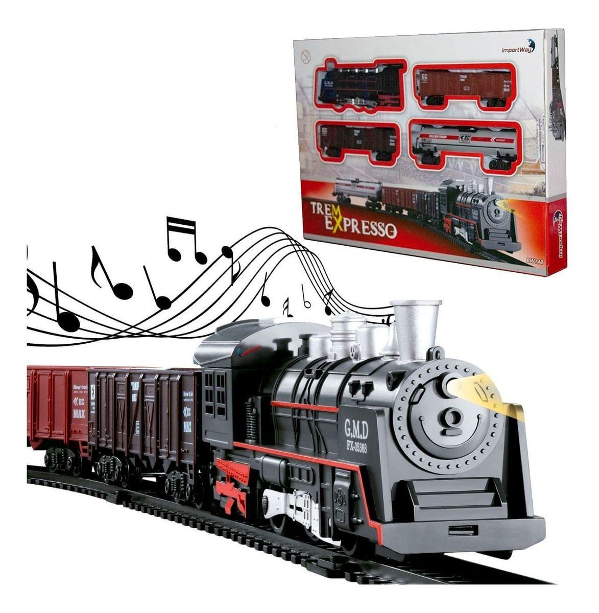 Trem Elétrico Trenzinho De Brinquedo Infantil Locomotiva Som Cor