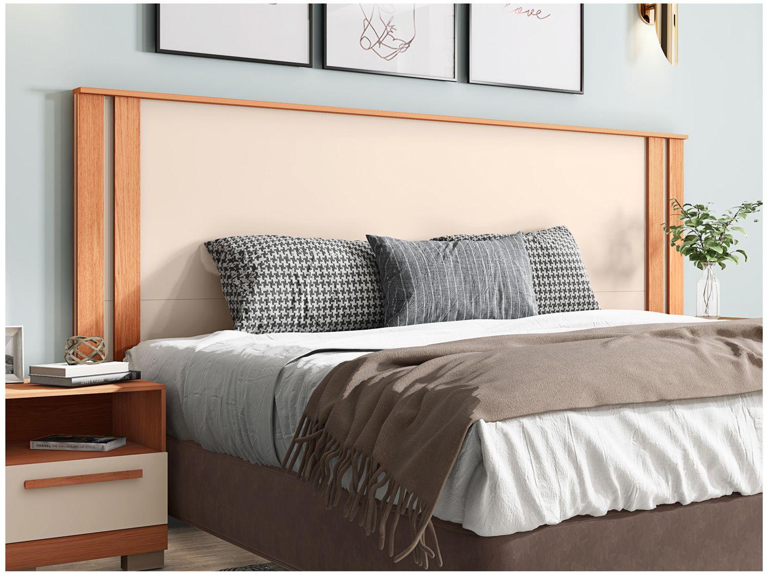 Cabeceira Casal Caemmun Éden Off White e Freijó