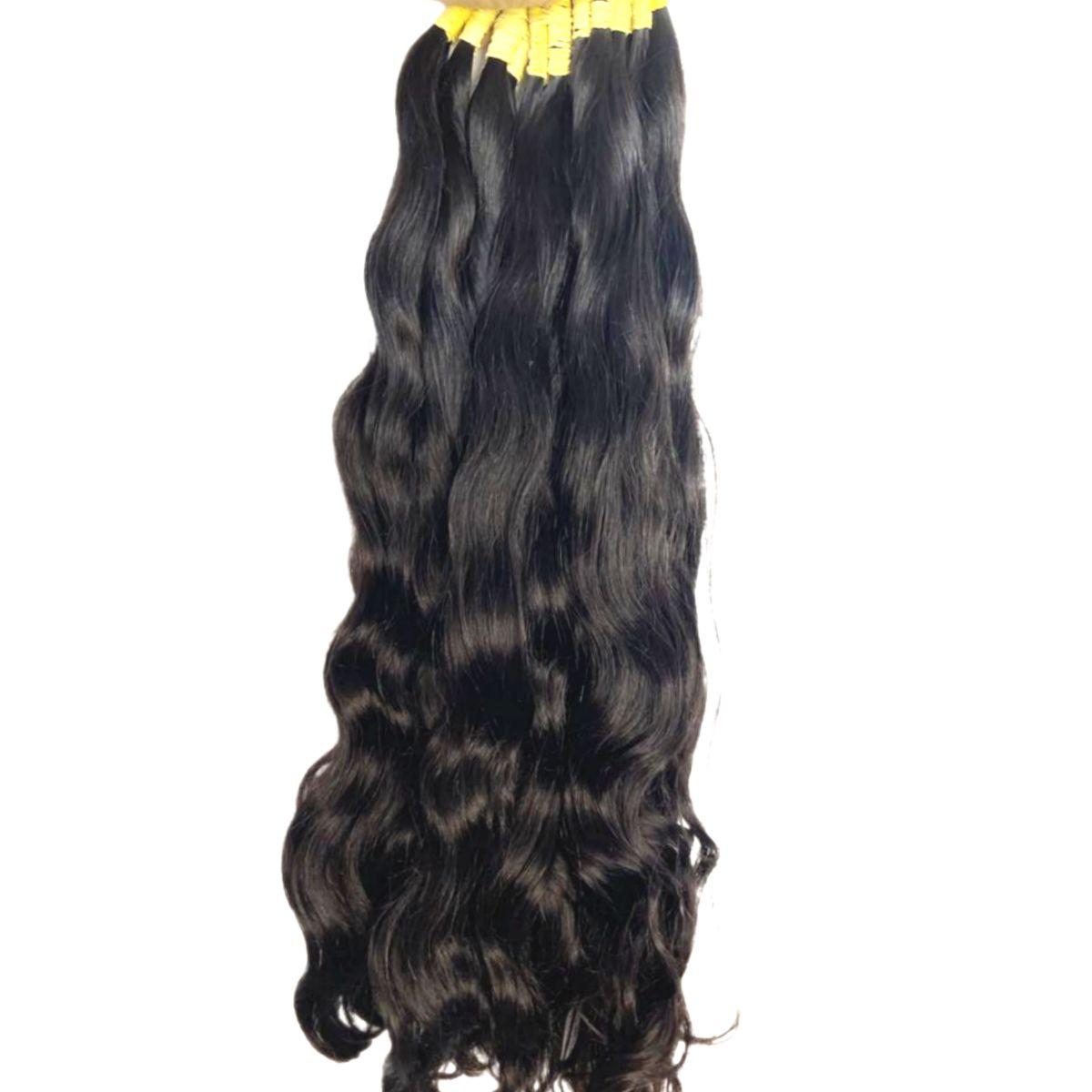 Imagem de Cabelo Humano Liso Ondulado Natural 70/75cm 50 Gr Virgem Ponta Cheia